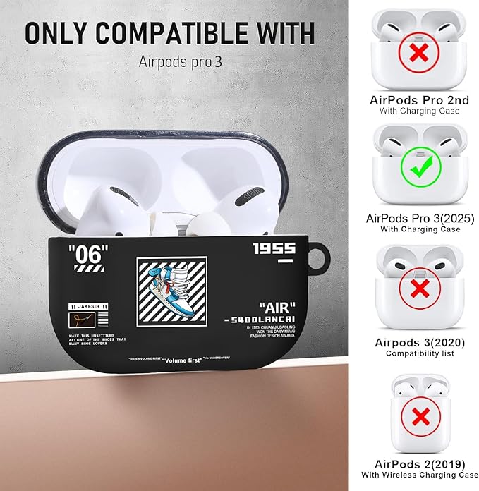Compatible Airpods Pro 3 Case(2025),Cool Design Shoe Print Soft Silicone Protective Cases for Apple AirPods Pro 3rd Generation Case,Airpod Pro 3 Cover with Lanyard & Keychain for Men/Boy