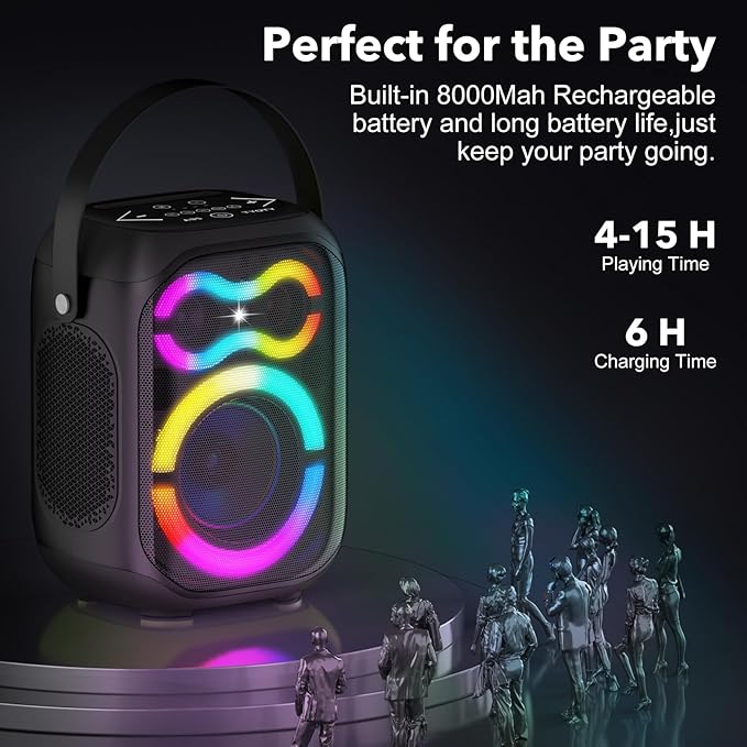 Portable Bluetooth Speakers 80W Big Powerful Wireless Outdoor Loud Stereo Deep Bass Sound Boombox TWS Home Party Speaker with Subwoofer LED Lights