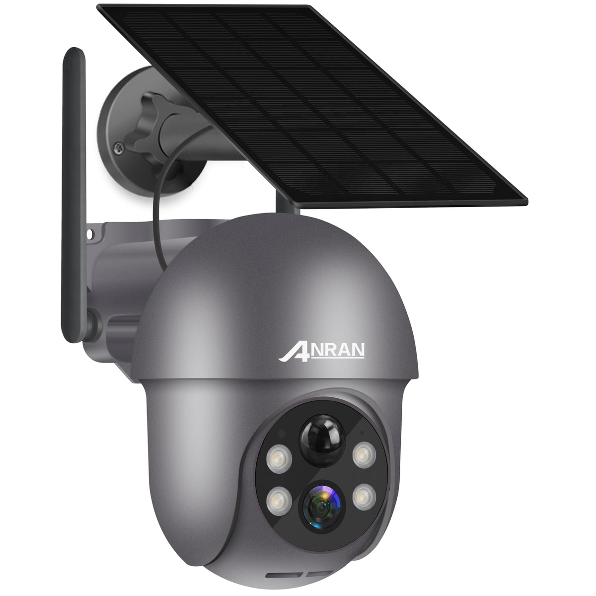 ANRAN 2K Solar Security Cameras Wireless Outdoor, Pan/Tilt 360° View, Gray