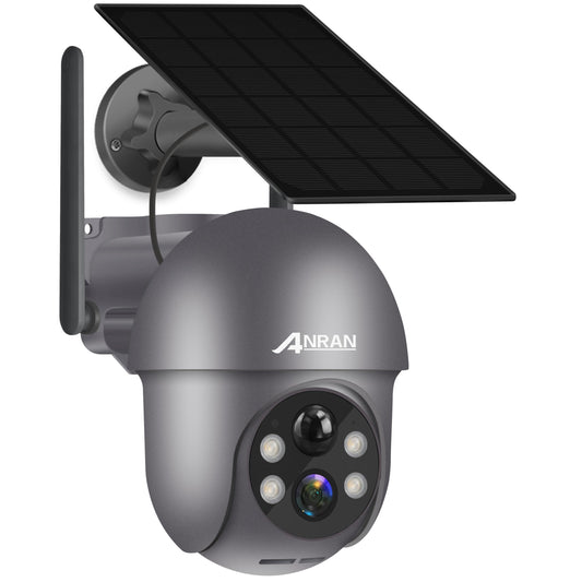 ANRAN 2K Solar Security Cameras Wireless Outdoor, Pan/Tilt 360° View, Gray