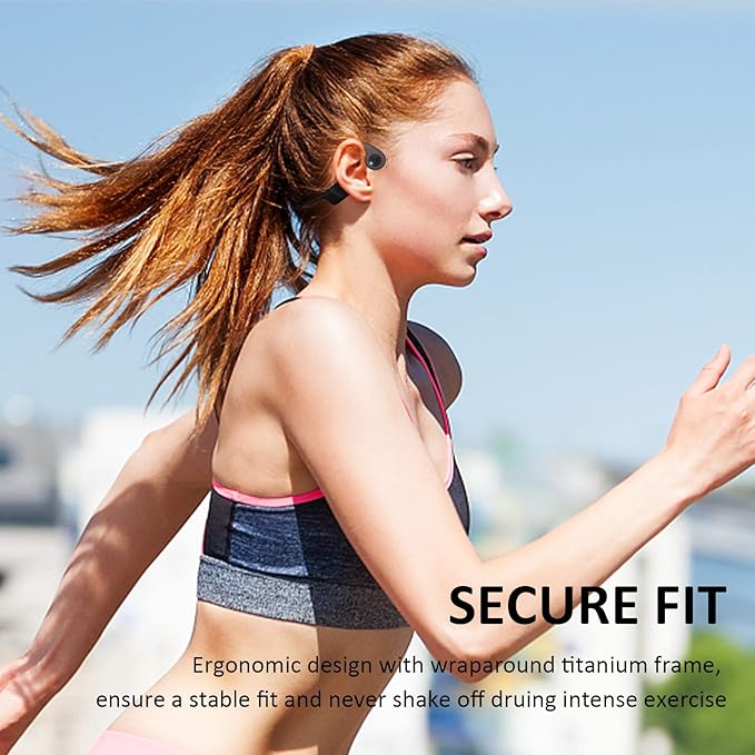 Bone Conduction Headphones - Open-Ear Headphones with MIC, Bluetooth 5.4, 20Hr Long Battery Life, IPX5 Waterproof for Sports Workouts Cycling Running Gym Hiking,Black