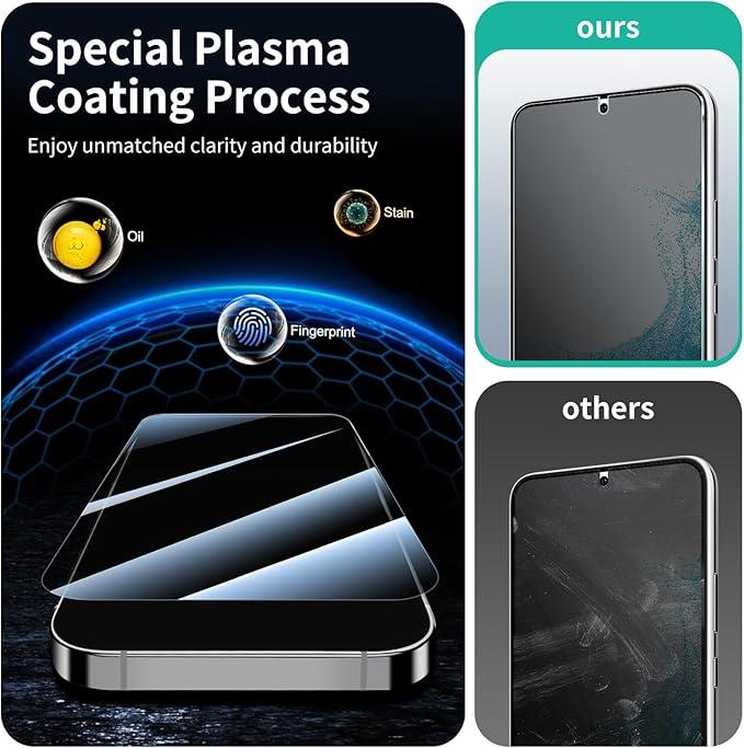 Privacy Screen Protector for Samsung Galaxy S22+/S22 Plus/S23+/S23 Plus, Anti-Spy Tempered Glass, 9H Hardness Anti-Scratch Shatterproof, Secure Private Protection, Bubble-Free Easy Install Case Friendly - 3 Pack