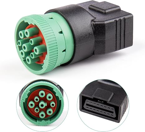 Type 2 Green 9pin J1939 Male to OBD2 Female Adapter J1939, Heavy Duty Truck Scanner Adapter Accesories
