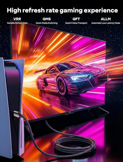 VIOY HDMI Cable 2.1 10 FT, 8K@60HZ 4K 120HZ HDMI Cord, (HDCP 2.2&2.3, Dynamic HDR) 480Gbps Ultra High Speed HDMI eARC Cable for Soundbar, TV, PS5/PS4, Monitor, Xbox, Projector
