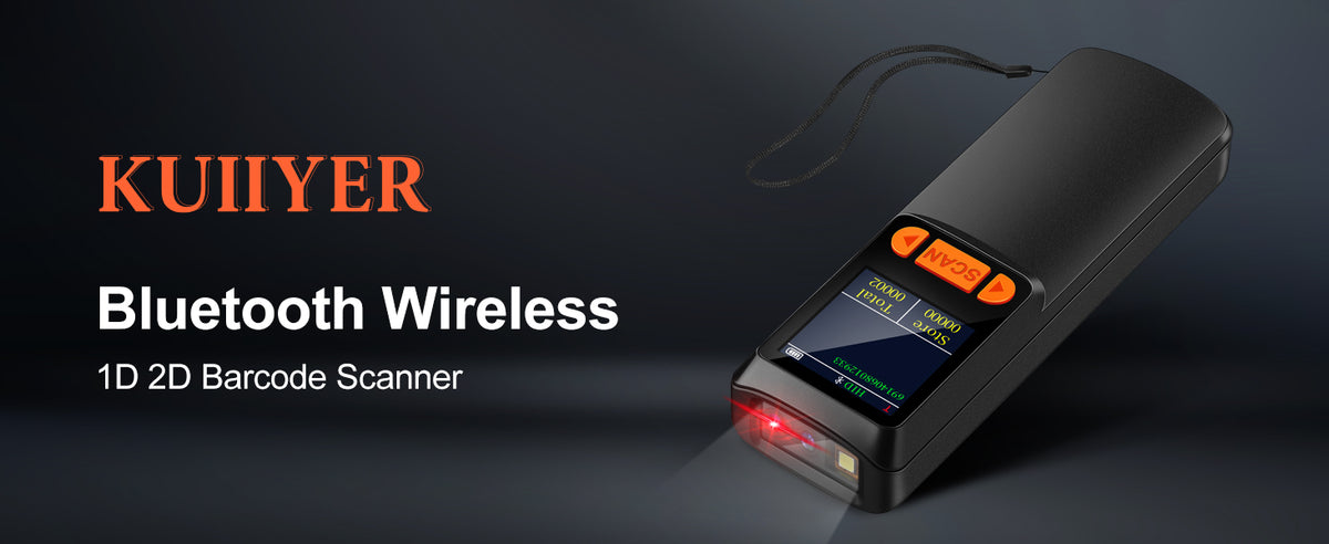 KUIIYER Mini Barcode Scanner, 2D QR 1D Bluetooth Wireless Bar Code Reader