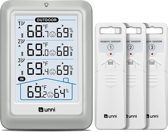 Indoor Outdoor Thermometer Wireless 4.5 Inch Display Digital Hygrometer
