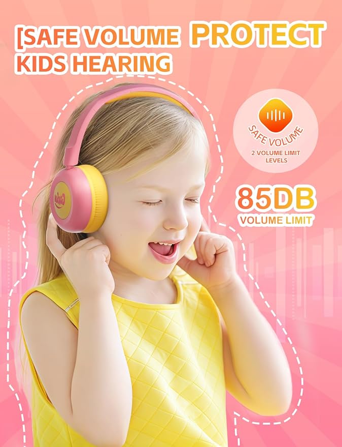 gorsun Kids Bluetooth Headphones,Toddler Headphones with Microphone,85dB Volume Limited,Bluetooth 5.3 Twistable Lightweight Kids Wireless Earphones for Boy Girl Tablet Travel School