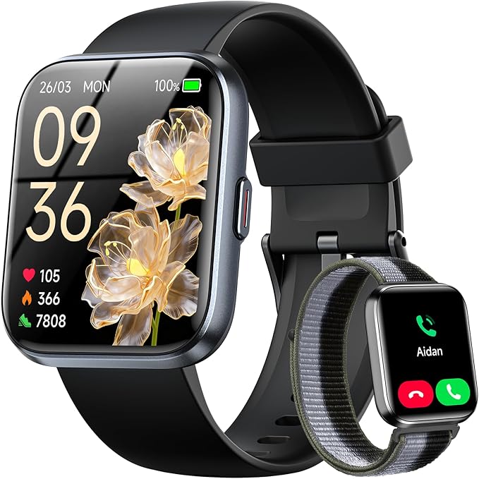 Smart Watches for Women Men, 1.83" HD Alexa Smart Watch for Android & iPhones (Calls/SMS/Reminders), Fitness Watch with Heart Rate Monitor, Sleep/Step Count Tracker, 120+ Sport Modes Pedometer Watch