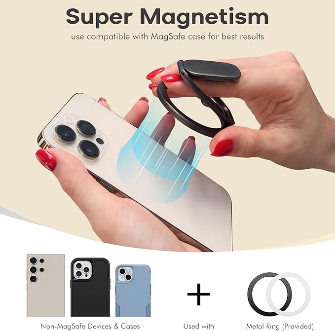 Allengel for Husband Magnetic Phone Grip Ring Holder for MagSafe, Magnet Cell Phone Grip Stand Finger Ring Kickstand Magnetic Compatible with iPhone 16 Pro Max 15 14 13 12 MagSafe
