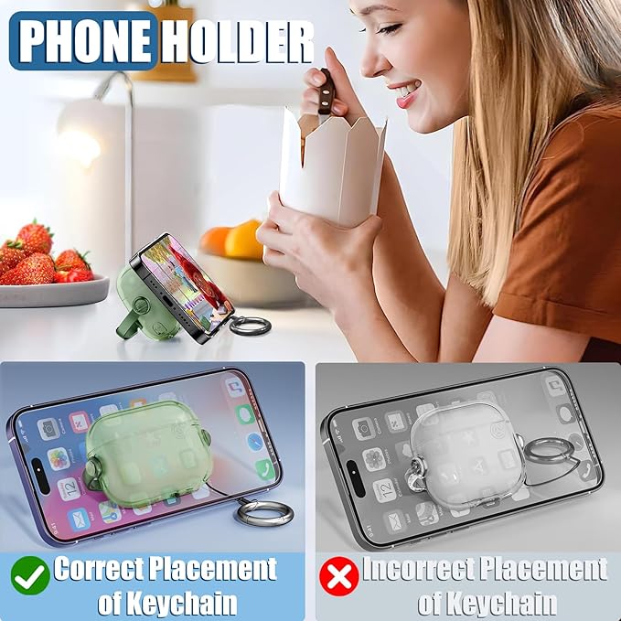 for Airpods Pro 3 Case,Safety Lock Cases for Apple Airpod Pro 3 (2025) with Phone Stand & Cleaner Kit,Drop Protection Air pods Pro3 Case Cover for Men Women with Keychain,Clear Green