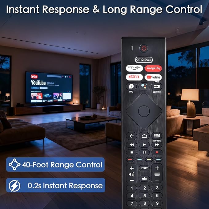 Voice Replacement Remote for Philips Smart TV: Universal Control for Philip 4K Ultra HD Smart Android TV with Google Assistant.for 43" 50" 55" 65" 75" Class 5704 5504 5604 5806