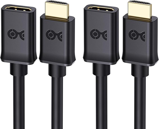Cable Matters 2-Pack High Speed HDMI Extension Cable 3 ft (Male to Female HDMI Extender Cable) with Ethernet - 3D and 4K Resolution Ready