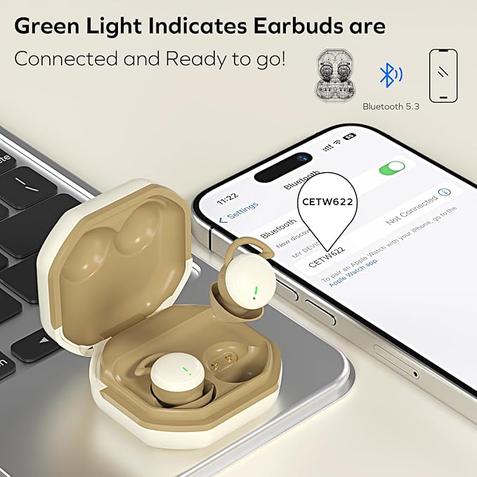 Coby Sleep Earbuds, Ear Plugs for Sleeping Noise Cancelling Ear Plugs | Wireless Earbuds for Sleep, Work, Music | Small Bluetooth Earbuds Designed for Comfort While Sleeping