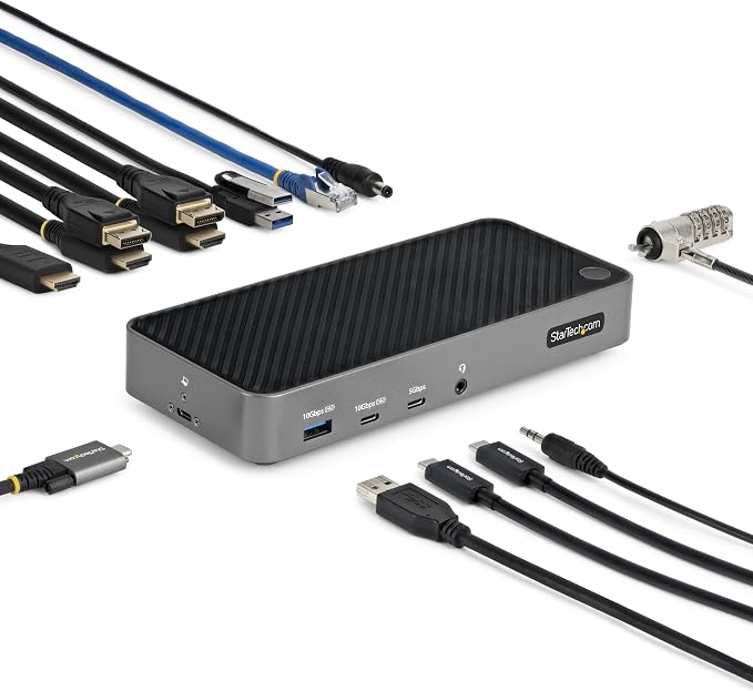 StarTech Universal USB-C Triple 4K Dock, MacBook Pro Air & Windows, HDMI DP