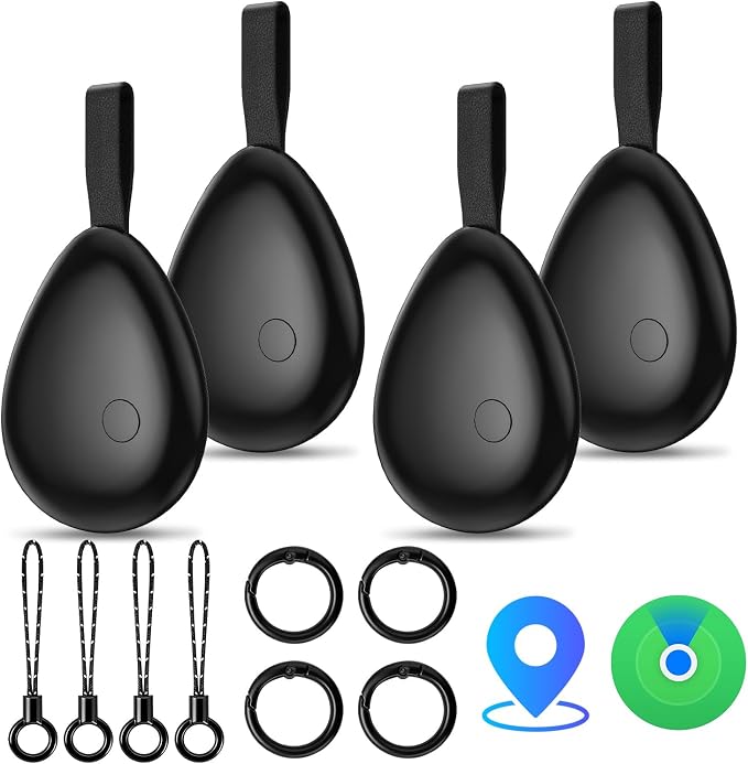 Tracker Tags (iOS Only) 4 Pack: Bluetooth Item Finder with Apple Find My APP, Item Locator for Keys Finder, Bags Wallets Anti-Loss, IP68 Waterproof Smart Tag (Water Drop)