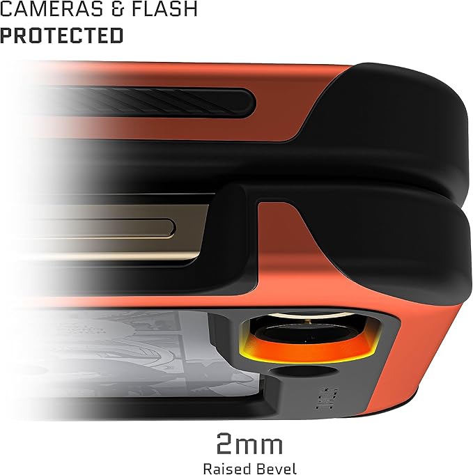 Ghostek Atomic Slim Samsung Z Flip 5 Case - Tan Fabric Back with Orange Metal Bumper, Shockproof & Dual Layer Protective Phone Case, Limited Edition Color for 2023 Galaxy Z Flip 5 Case (6.7") (Orange)