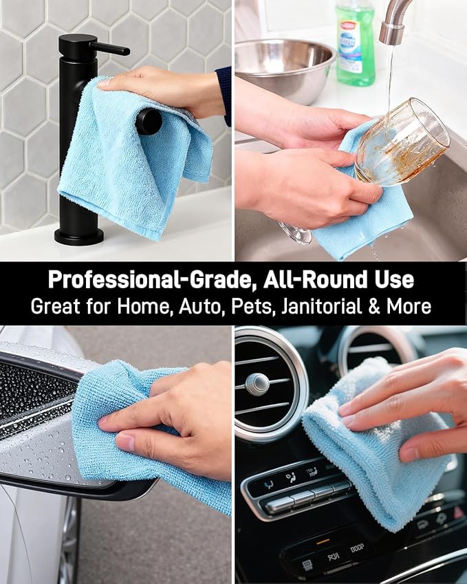 XINDELL Microfiber Cleaning Cloth Roll – 150 Pack 12"x12", Tear-Off Microfiber Towels, Lint-Free, Ultra Absorbent Car Detailing & Cleaning Cloths – Blue
