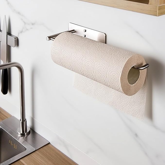 YIGII Wall Mount Paper Towel Holder, Under Cabinet Paper Towel Rack