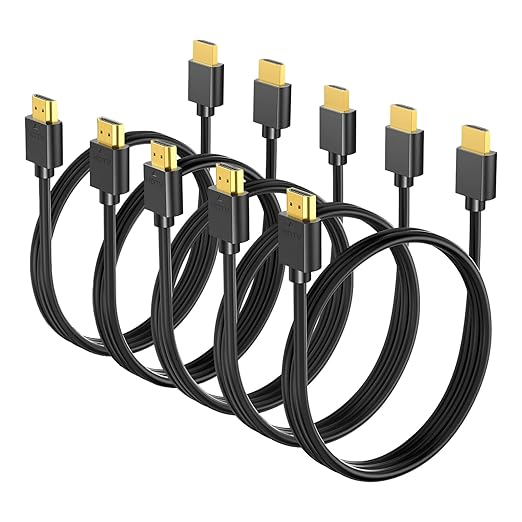 HDMI Cable 3FT 5Pack Black, 4K HDMI Cord 3FT High Speed Shielded HDMI to HDMI 2.0 Cable with 4K@60Hz/ 2K@144Hz/ 1080P,HDCP 2.2, HDR, ARC for Laptop, Monitor, KVM, Splitter, PS5, PS4, Xbox, Soundbar