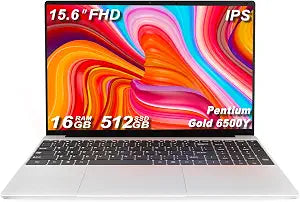 15.6 Inch Laptops Gold 6500Y Processor (Up to 3.4GHz) 16GB RAM 512GB SSD 1080P FHD IPS Display Computer with Fingerprint Recognition,Type-C,WiFi5, USB3.0, BT5.2 Webcam, HDMI, for Business and Students