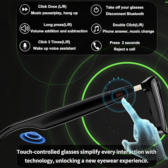 Ai Smart Glasses Bluetooth 5.4 with Translation for Men Women 160+Languages Color-Change Lens Power by Chat GPT Assistant Free App Translator Glasses Meeting,Driver,Travel