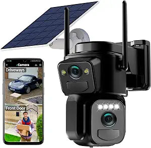 Uniter 6MP Dual Lens Security Cameras,Solar Powered Camera Wireless Outdoor - Image 1