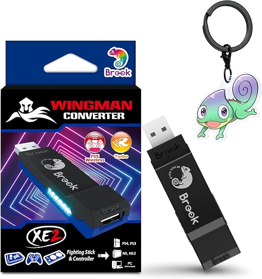 Brook Wingman XE2 Wireless Controller Adapter [Exclusive Version] 2-in 1 Converter for PS5, PS4, Xbox Series, NS, NS 2 & PC Supports Turbo, Remap, Lag-Free Play Includes Keychain