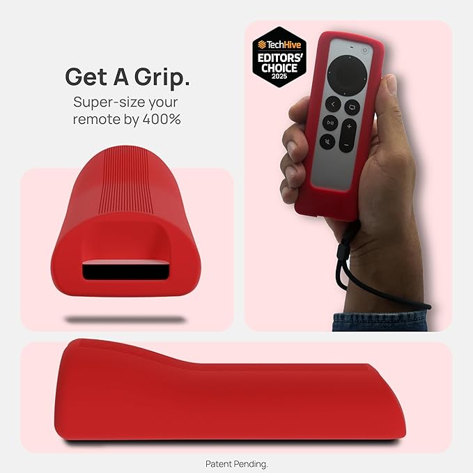 GripStand™ Apple TV Remote Cover, Scratch-Resistant Silicone Case Compatible with AirTag, Fits Siri Apple TV 4K/HD (2nd & 3rd Gen), Stand-Up Design, Enhanced Grip, Fiery Red by 73&Sunny