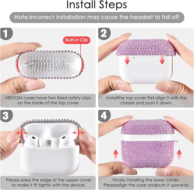 VISOOM Cute Jewelry Case for Airpods 4 Cases 2024 Cover Women, Sparkly Air pods 4 Gen Case Hard TPU Airpod Cases 4th Generation Glitter iPods 4 Cas with Bling Keychain for iPods Earbuds Airpods 4th