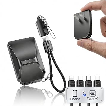 Charger Fast Charging,GaN Keychain Portable Quick Charger,2 Pack USB Type C to Lightning Wall Charger Base Foldable Ultra-Compact Keychain USB-C Adapter for iPad, iPhone 17/16/15Pro/Pro Max (Black)
