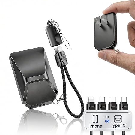 Charger Fast Charging,GaN Keychain Portable Quick Charger,2 Pack USB Type C to Lightning Wall Charger Base Foldable Ultra-Compact Keychain USB-C Adapter for iPad, iPhone 17/16/15Pro/Pro Max (Black)