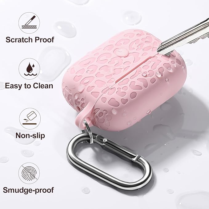 Compatible for AirPods Pro 2nd Generation Case Cover,Protective Silicone Skin Accessories with Keychain for Women Men Compatible with Apple AirPods Pro Gen 2(2022), Front LED Visible,Light Pink