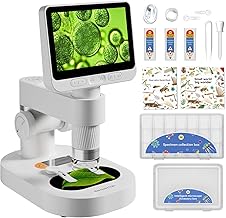 Digital Microscope 1600x, 4.0 Inch Portable Electronic Coin Microscope with 8 Adjustable LED Lights for Adults