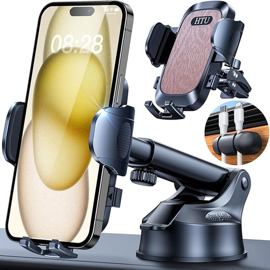 HTU 【98+LBS Strongest Suction & Military-Grade】 2025 Ultimate Car Phone Mount【Patent & Safety Certs】 Cell Phone Holder Truck Stand for Dashboard Windshield Vent for iPhone 17 Pro Max Samsung (Pink)