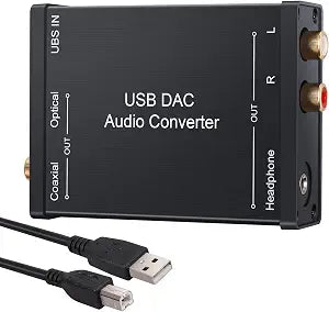 LiNKFOR USB to SPDIF Coaxial RCA 3.5mm Audio Converter Supports PCM