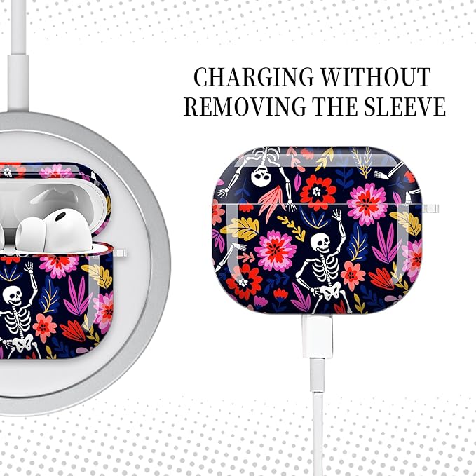 for AirPods Pro 3 Case, Compatible with AirPods Pro 3rd Generation Case (2025), Shockproof Protective Cover with Golden Carabine (Boho Skeleton Flora)