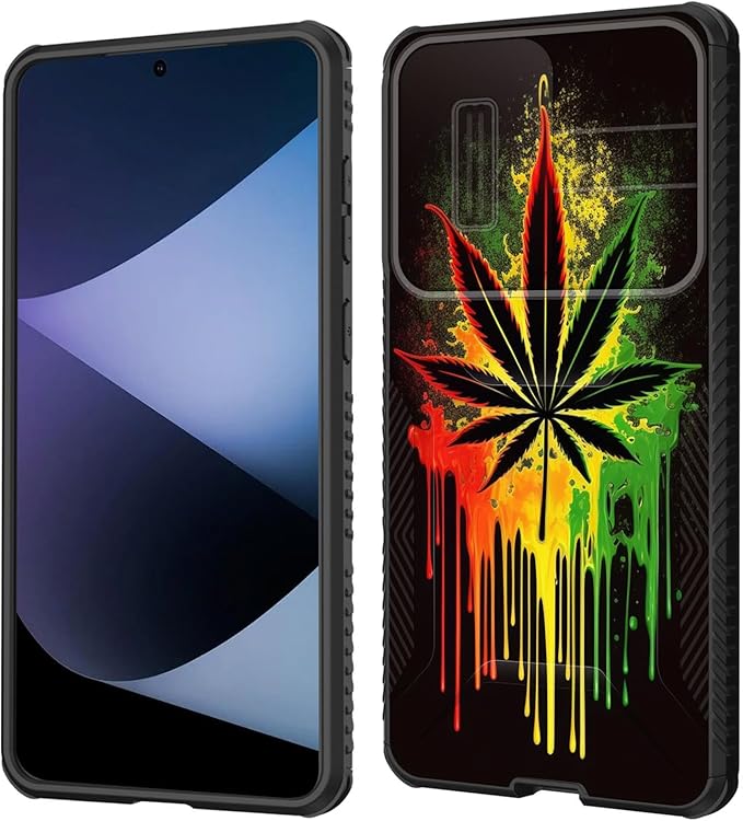 for Galaxy S25 Edge Case Built in Slide Camera Lens Cover,Heavy Duty Shockproof Protection Dual Layer Case for Samsung Galaxy S25 Edge 2025,Marijuana Leaf Weed