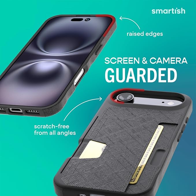 Smartish® iPhone Air Wallet Case + Phone Wristlet - [Slim + Protective] Phone Case Credit Card Holder + Detachable Wrist Strap Loop for Apple iPhone Air - Black Tie Affair
