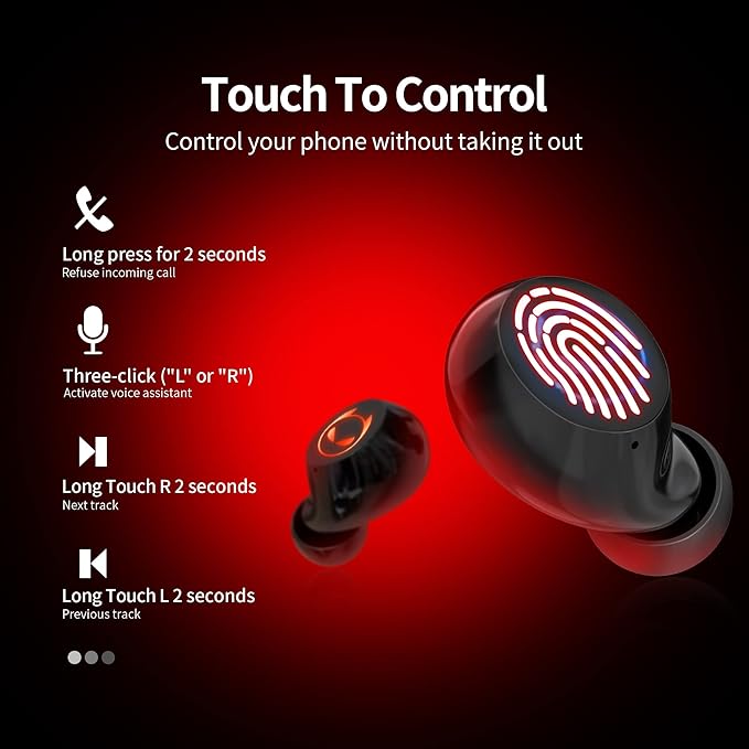 Kids Wireless Earbuds, Mini Bluetooth Earbuds with Microphone Touch Control IPX5 Waterproof 36H Playtime Hi-Fi Sound Deep Bass in Ear Earphones, Low-Latency Game Modes Headset for Phone.