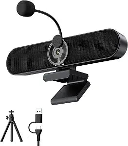 Inwa 2K Webcam Computer Speaker with Microphone, Privacy Shutter, Clip-On
