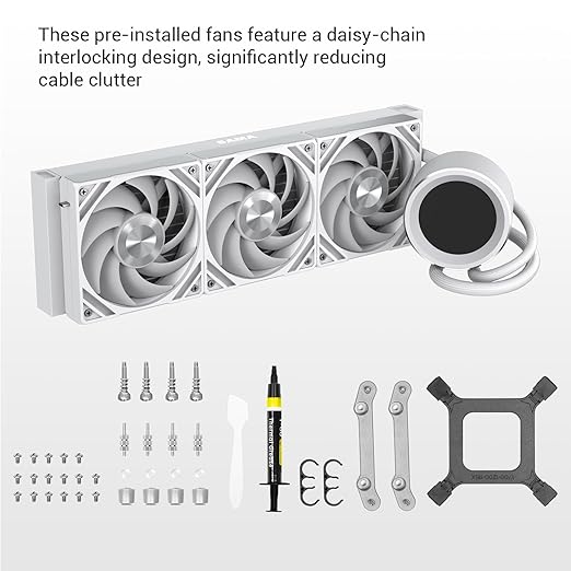 SAMA Q60 360mm AIO Liquid CPU Cooler, 2.8" LCD Display, Quiet FDB PWM Fans, High-Performance Pump, Intel LGA 1700/1851/1200/115X/2011/1366 & AMD AM5/AM4 Compatible ??White