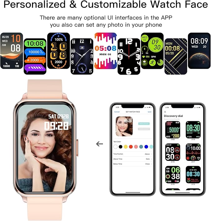 Smart Watch Fitness Tracker Make/Answer Calls for Women Men with Heart Rate Blood Oxygen Sleep Monitor Sports Modes Step Calorie Counter IP68 Waterproof for Android Phones and iPhone