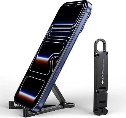 Portable Foldable Pocket Phone Stand with Keychain for Desk Travel(Black) - Image 4