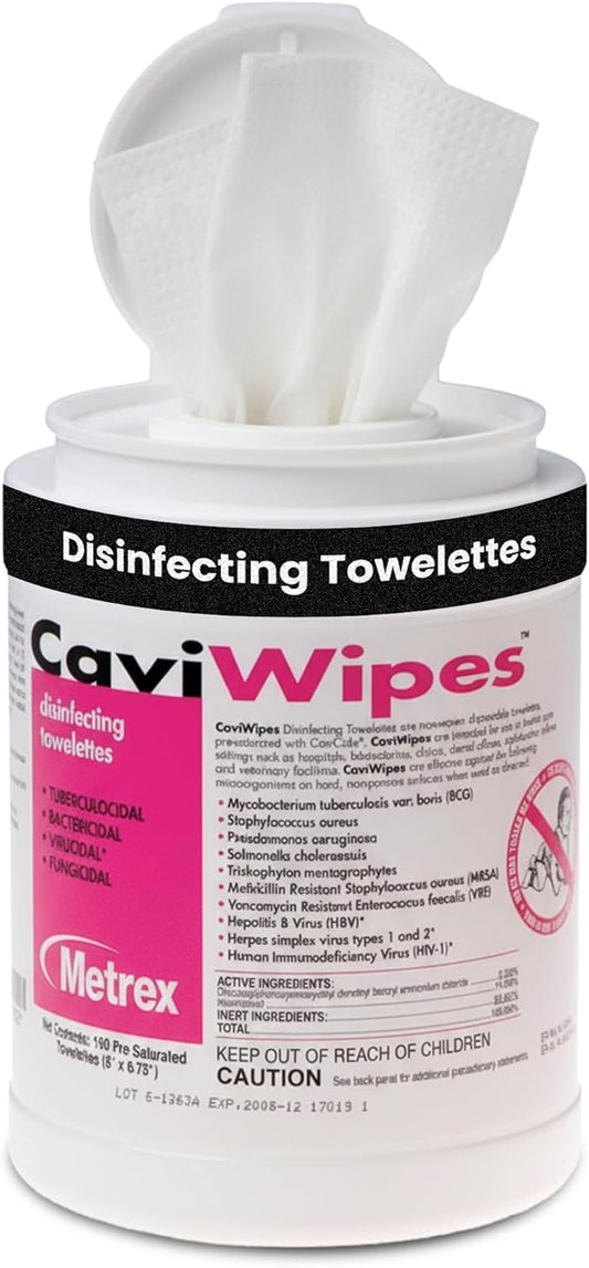 Metrex CaviWipes Disinfecting Towelettes – Durable Non-Woven Disinfecting Wipes for Hard, Non-Porous Surfaces in Healthcare & Laboratory Settings, Pre-Saturated with CaviCide – 160 Wipes (Pack of 1)