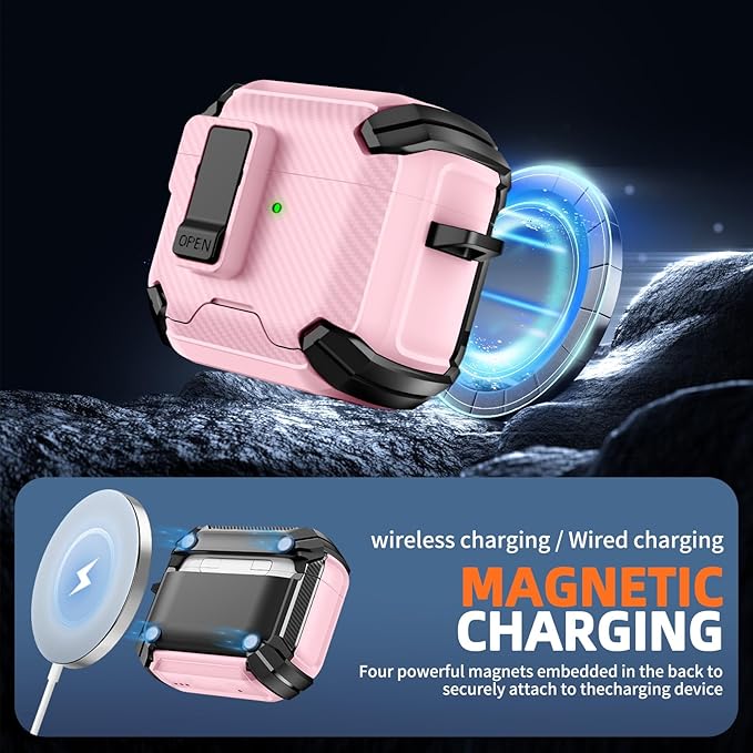 Inesore Compatible with AirPods Pro 2nd/1st Generation Case Cover with Phone Stand & Cleaning Kit,Compatible with Magsafe,Magnetic Automatic Lock for iPod Pro Charging Case(USB-C/Lightning Cable)