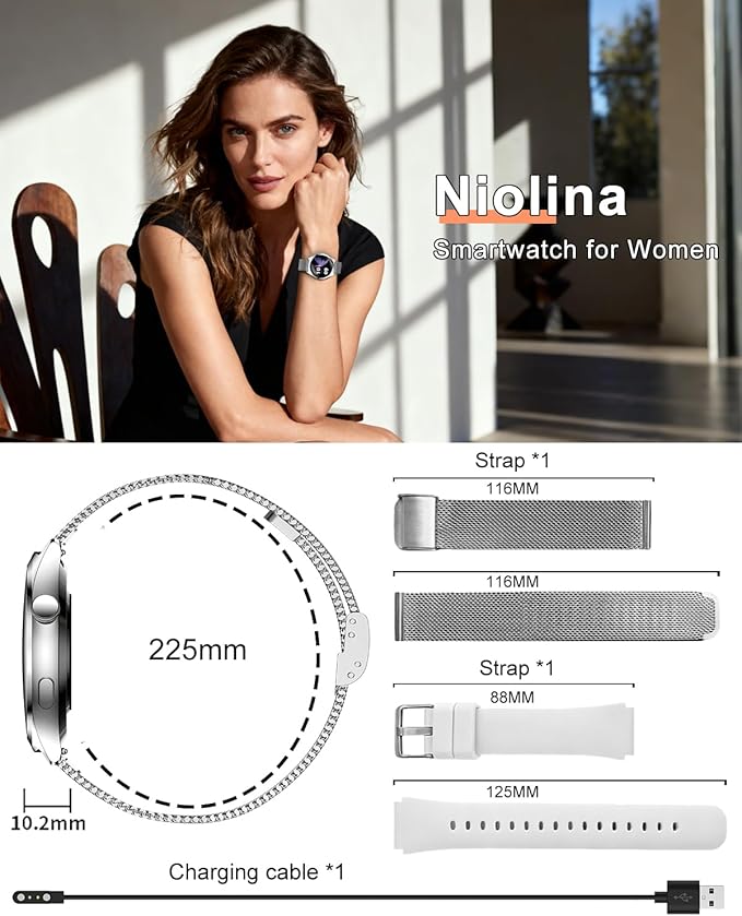 Smart Watches for Women, 1.27" TFT Touchscreen Smartwatch Answer/Make Call, Activity Fitness Trackers with 120+ Sports/HR/Sleep/SpO2 Monitor, IP68 Waterproof for Android iOS (Silver)