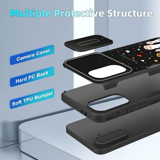 for Galaxy A36 5G/A56 5G Case Built in Slide Camera Lens Cover,Heavy Duty Shockproof Protection Dual Layer Case for Samsung Galaxy A36 5G/A56 5G 6.7" 2025,Cute Cat Paw Heart