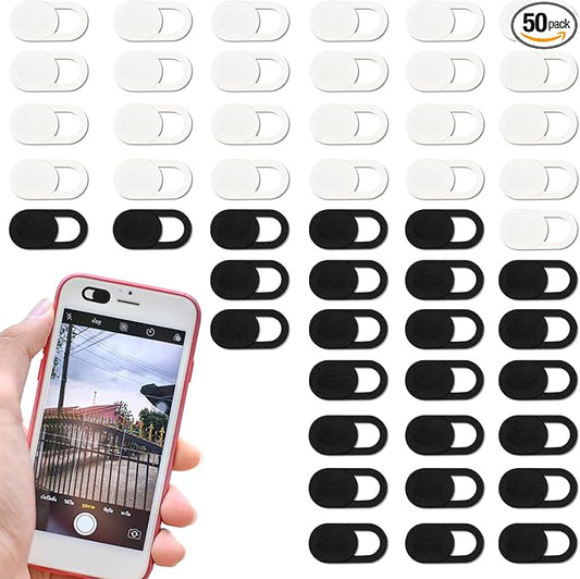 50PCS Webcam Cover Slide, 0.023 Inch Ultra-Thin Universal Web Camera Cover for Laptop, Computer, Phone–Secure Privacy with Smooth-Sliding Camera Cover(Black+White)