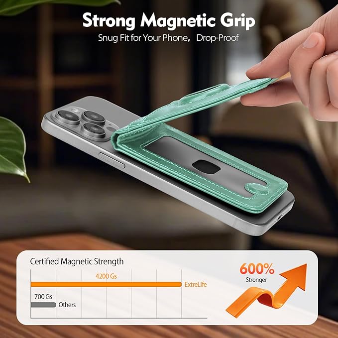 Compatible with Magsafe Case with RFID Blocking Card Holder AirTag pocket for iPhone 17/16/15/14/13/12 Pro/Pro Max/PlusSeries,Not Fit iPhone Mini,Blue Green