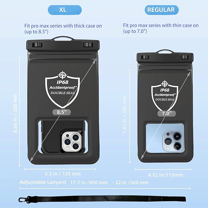 AiRunTech Waterproof Phone Pouch,Double Seal Floating Phone Case for Swimming Kayak Paddle Board,Protector iPhone 17 16 15 14 13, River Lake Canoe Boating Beach Accessories(Iridescent Pink+Black)
